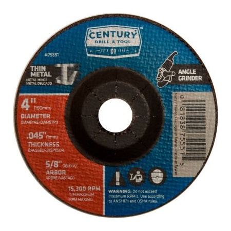 Century Drill & Tool Century Drill  75551  Depressed Center Grinding Wheel 4" x 5/8"  Type 27 Aluminum Oxide 75551